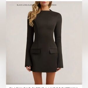 HEIRESS BEVERY HILLS BLACK LONG SLEEVE MINI DRESS